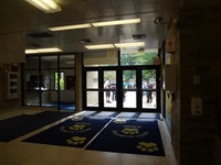 Front doors waiting for students to come in.