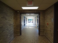 Students waiting at door to come in.