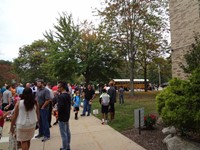 Fathers and students gathering for Father's Walk