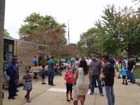 Fathers and students gathering for Father's Walk