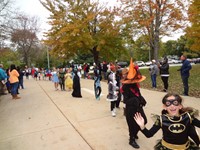 Students walking in Harvest Parade