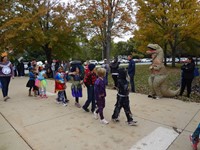 Students walking in Harvest Parade