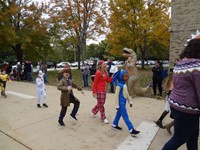 Students walking in Harvest Parade