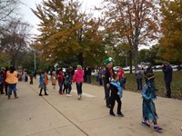 Students walking in Harvest Parade