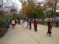 Students walking in Harvest Parade