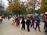 Students walking in Harvest Parade