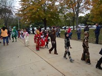 Students walking in Harvest Parade