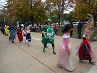 Students walking in Harvest Parade