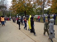 Students walking in Harvest Parade