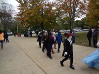 Students walking in Harvest Parade