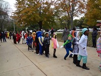 Students walking in Harvest Parade