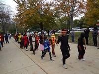 Students walking in Harvest Parade