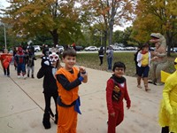 Students walking in Harvest Parade