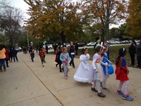 Students walking in Harvest Parade