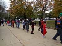 Students walking in Harvest Parade