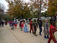 Students walking in Harvest Parade