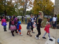 Students walking in Harvest Parade