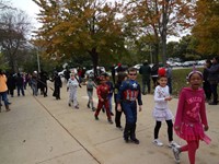 Students walking in Harvest Parade