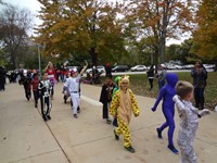 Students walking in Harvest Parade