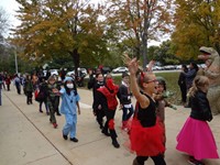 Students walking in Harvest Parade