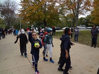 Students walking in Harvest Parade