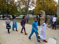 Students walking in Harvest Parade