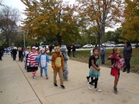 Students walking in Harvest Parade