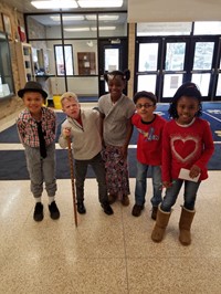 Students dressed like they're 100 years old