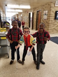 Students dressed like they're 100 years old