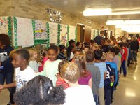 Students walking in High 5 Line