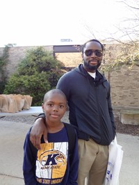 Fathers walking students to school