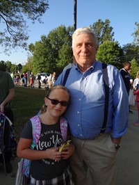 Fathers walking students to school