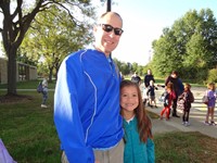 Fathers walking students to school