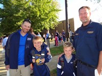 Fathers walking students to school