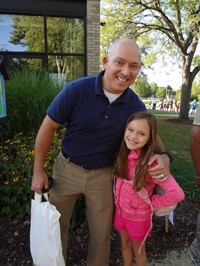 Fathers walking students to school