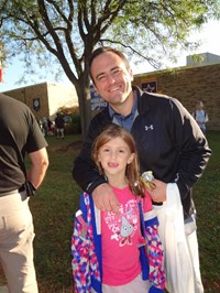 Fathers walking students to school