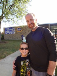 Fathers walking students to school