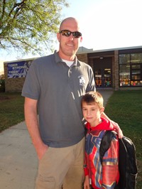 Fathers walking students to school