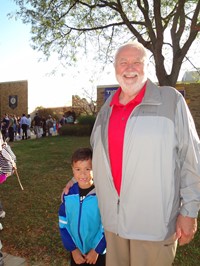 Fathers walking students to school