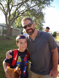 Fathers walking students to school