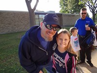 Fathers walking students to school