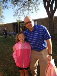 Fathers walking students to school