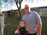 Fathers walking students to school