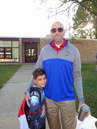 Fathers walking students to school