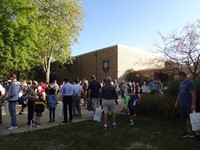 Fathers walking students to school