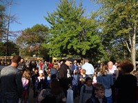 Fathers walking students to school