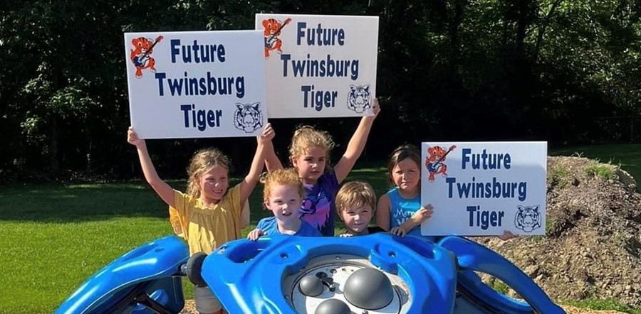 students holding signs Future Twinsburg Tiger