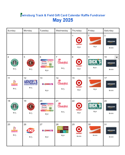 Fundraiser May Calendar